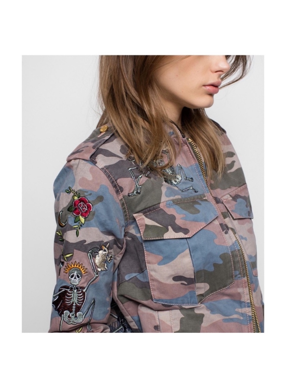 🎉SALE🎉 Zadig & Voltaire Kavy Camou Brode Embroidered Camo Utility Jacket NWOT - Picture 7 of 12